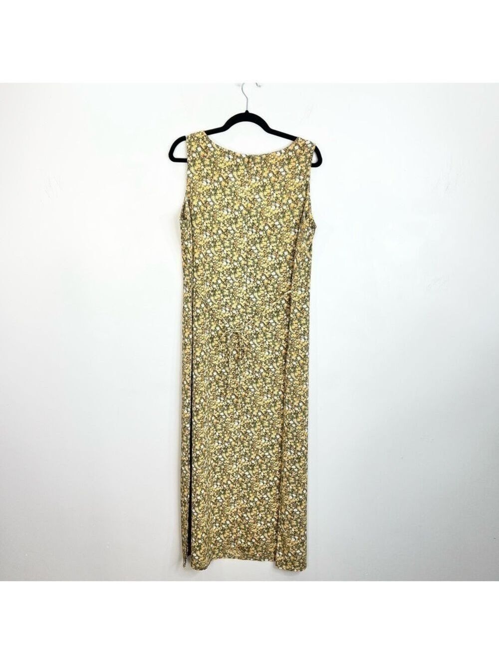 Vintage 90s Canadian made green orange peach floral sleeveless maxi dress 15/16 - Picture 5 of 13